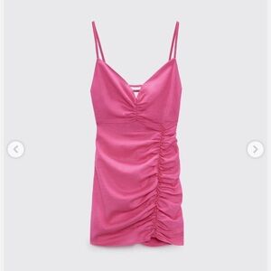 Zara Pink Beaded Linen Dress